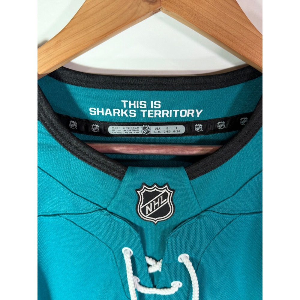 NHL San Jose Sharks Brent Burns #88 Fanatics Jersey Teal Kids L/XL NEW - Picture 3 of 6